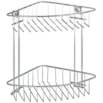 WENKO BEZ VRTÁNÍ Classic - Rohová dvoupatrová polička, kovově lesklá (z20640100)