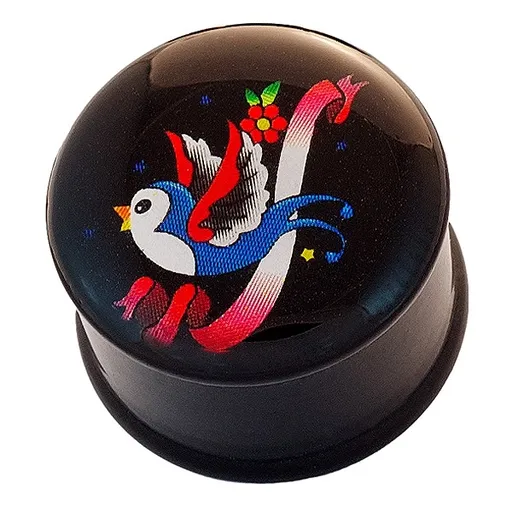 Plug do ucha - slavík ovinutý stuhou - Tloušťka piercingu: 10 mm