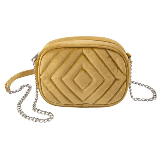 Žlutá sametová kabelka přes rameno - 20*7*15 cm Clayre & Eef