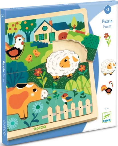 Dřevěné puzzle Puzzlo farm - 15 pcs