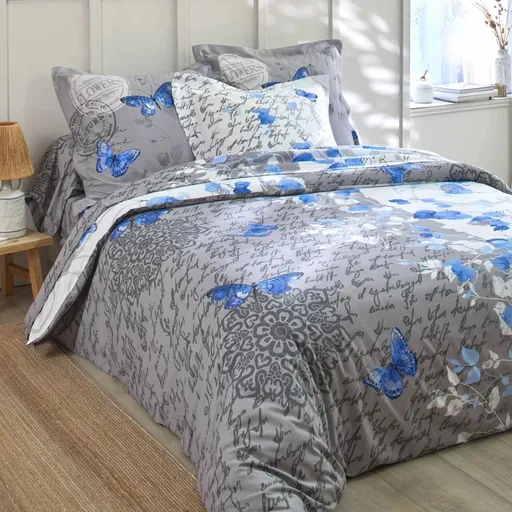 Bavlněné povlečení Celestine zn. Colombine®, modrá/šedá, 140 x 200 cm