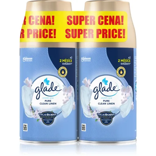 GLADE Pure Clean Linen automatický osvěžovač vzduchu – náhradní náplň 2x269 ml