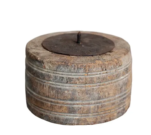 Dřevěný svícen na sloupovou svíčku Grimaud Unit - Ø 15*19 cm Chic Antique