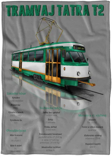 Deka Tramvaj T2 – zelená (Podšití beránkem: NE)