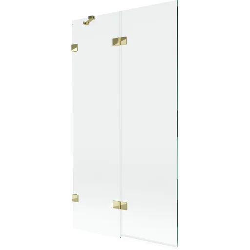 MEXEN/S Lunar vanová zástěna 2-křídlová levá 100 x 150, transparent, zlatá 897-100-100-50-00-L