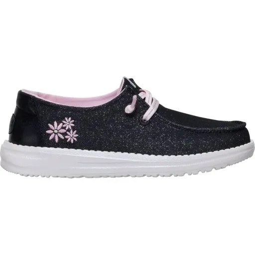 HEY DUDE WENDY Y SHIMMER FLOWER Dětská volnočasová obuv, černá, velikost