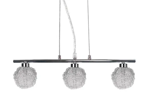 Závěsná lampa chromovaná skleněná koule v opletení 3x40W Wind