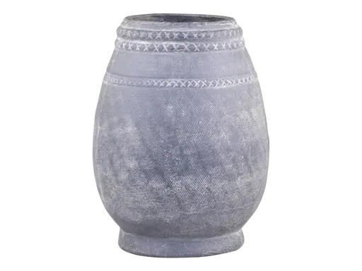 Šedá antik terakotová váza se vzorem Cholet M - Ø 19*25 cm Chic Antique