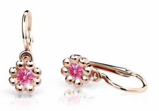 Cutie Jewellery Dětské náušnice z růžového zlata C2030-10-X-4 fuchsiová