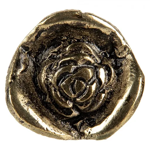 Zlatá antik kovová úchytka ve tvaru květu - Ø 3*3 cm / S3 cm Clayre & Eef