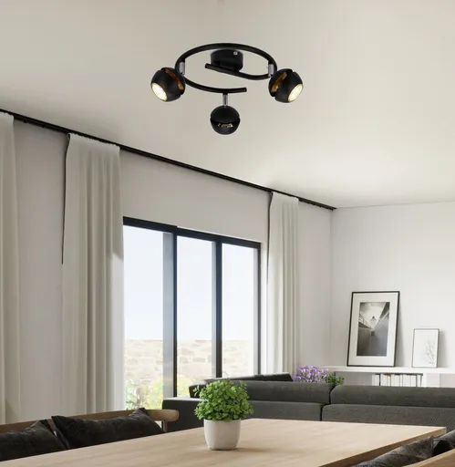 Boni spirálová 3x3W GU10 LED černá