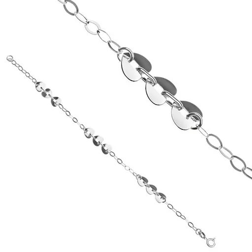 Stříbrný náramek - tři srdce a oválná očka