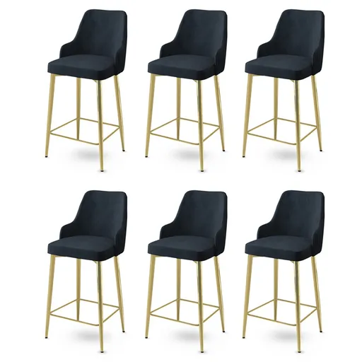 Bar Stool Set (6 Pieces) Enox - Anthracite, Gold