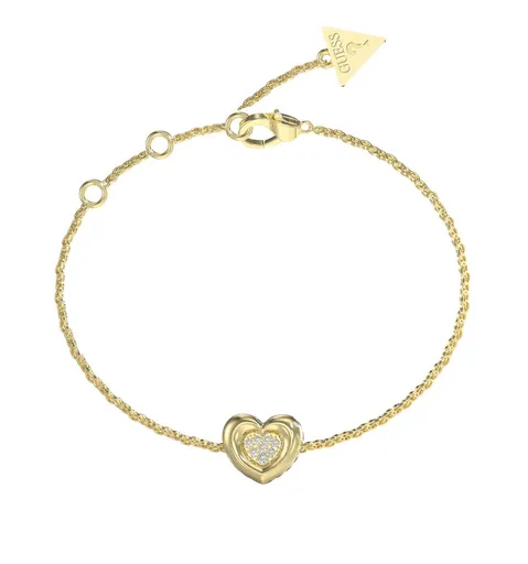 Guess Pozlacený náramek Srdíčko s krystaly L.O.V.E. JUBB05461JWYG 18,4 cm