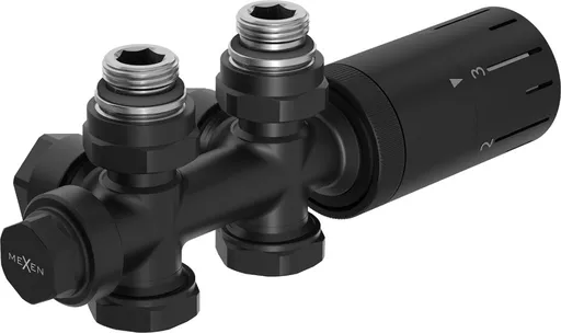 MEXEN/S G05 úhlová termostatická souprava pro radiátor/středová, Duplex, DN50, černá W908-958-70