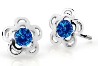 Cutie Jewellery Půvabné dětské náušnice z bílého zlata C2204-30-X-2 modrá