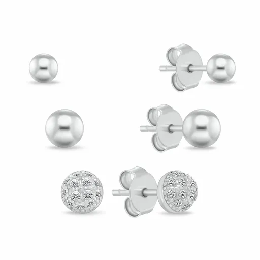 Brilio Silver Stříbrná sada peckových náušnic SET297W (3 páry náušnic)