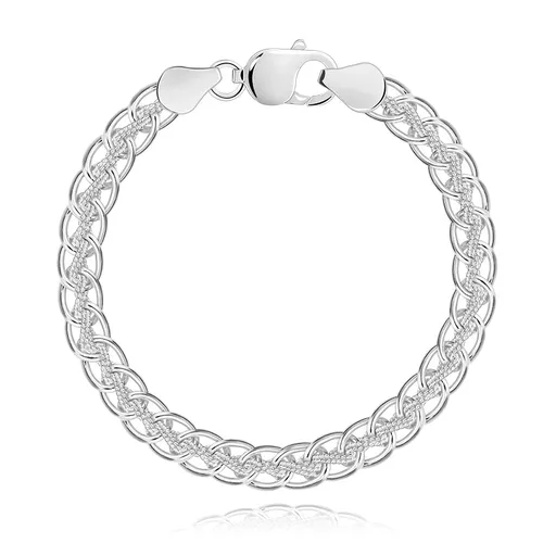 Náramek ze stříbra 925 - pletenec, oválná očka, tenký řetízek