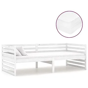 Shumee válenda s matrací 90×200 cm bílá masivní borové dřevo, 3083645 (3083645)