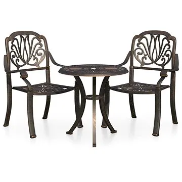 3dílný bistro set litý hliník bronzový, 3070565 (3070565)