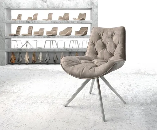 Otočná židle Taimi-Flex taupe vintage křížová podnož hranatá