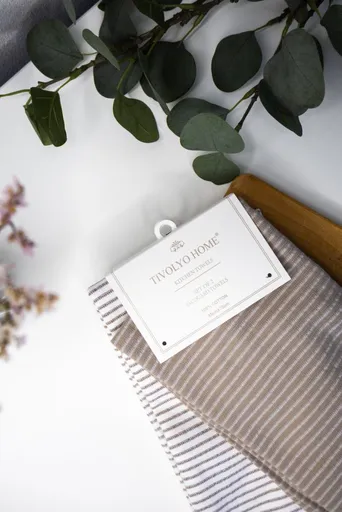 Kuchyňské utěrky LINES, 2 ks Béžová Sada (2ks, 45x70 cm)