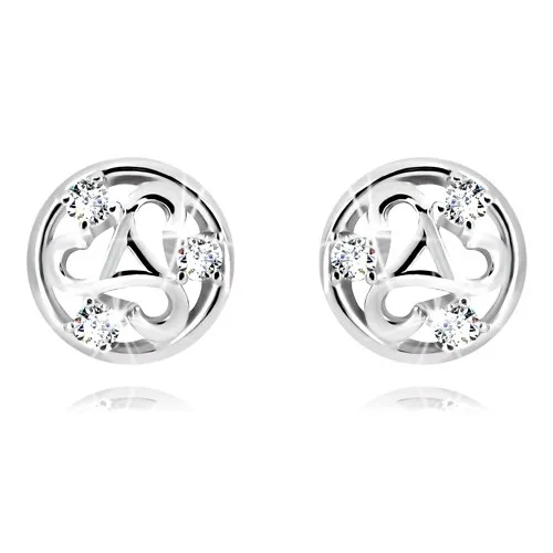 Stříbrné náušnice 925 - vyřezávaný kruh, triskelion s trojúhelníkem a tři zirkony