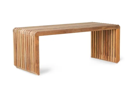 Přírodní dřevěná teaková lamelová lavice Slatted M - 96*43*38 cm HKLIVING