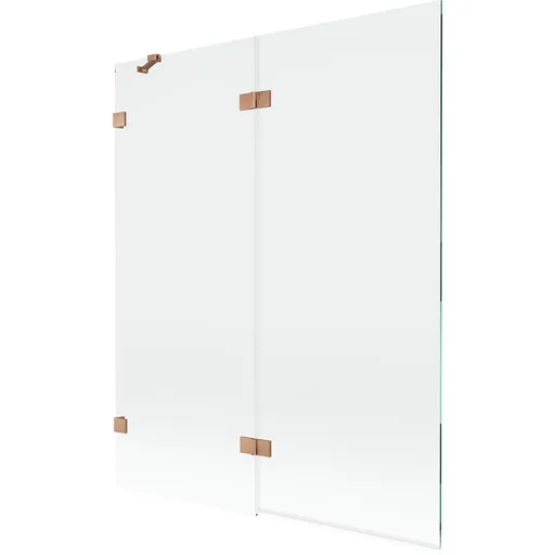 MEXEN/S Lunar vanová zástěna 2-křídlová levá 140 x 150, transparent, měď kartáčovaná 897-140-100-65-00-L