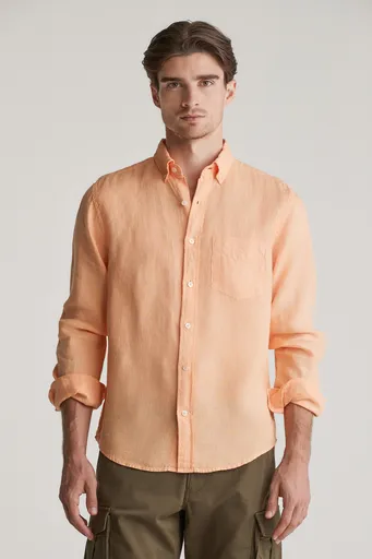 KOŠILE GANT REG GMNT DYED LINEN SHIRT PEACHY ORANGE