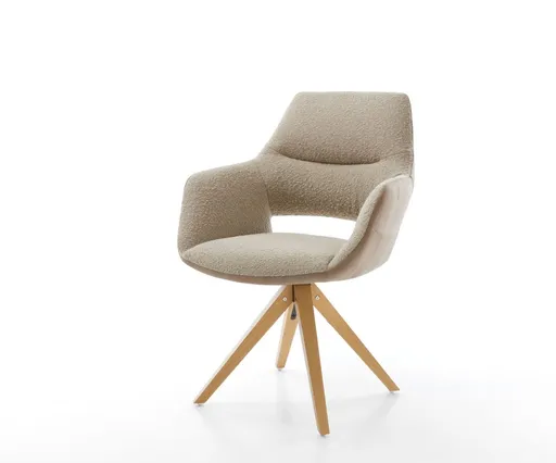 Jídelní židle Yago-Flex s područkami mix materiálů béžová