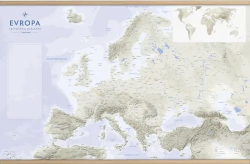 Evropa - Cestovatelská mapa s lištami 1:6 800 000