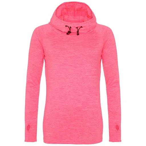 Just Cool Dámská mikina s vysokým límcem s kapucí Cool - Růžový melír | L