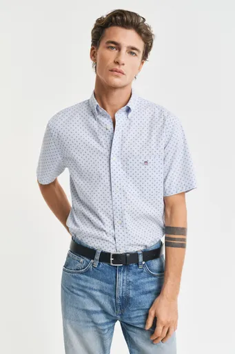 KOŠILE GANT REG MICRO PRINT SS SHIRT LIGHT BLUE
