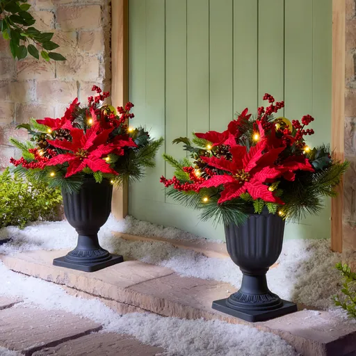 LED vánoční aranžmá v květináči