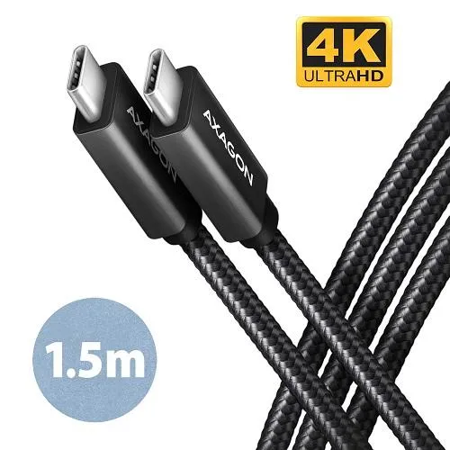 AXAGON BUCM32-CM05AB, SPEED+ kabel USB-C <-> USB-C, 0.5m, USB 20Gbps, PD 100W 5A, 4K HD, ALU, oplet, černý