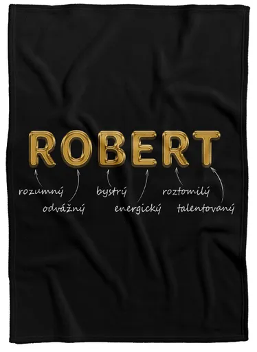 Deka Mužská jména – GOLD (Jméno: Robert, Podšití beránkem: NE)