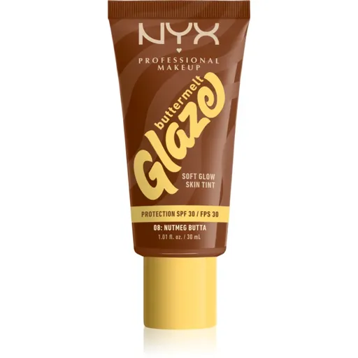 NYX Professional Makeup Buttermelt Glaze rozjasňující tónovací fluid SPF 30 odstín 08 Nutmeg Butta ml