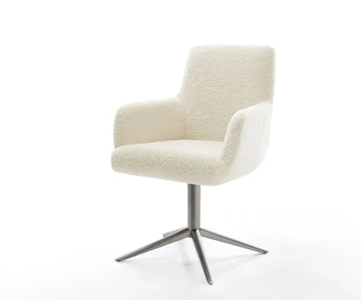 Jídelní židle Heira-Flex s područkami plyšový manšestr béžová