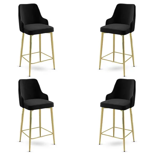 Bar Stool Set (4 Pieces) Enox - Black, Gold