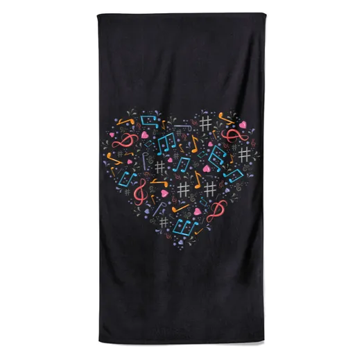 Osuška Srdce z not (Velikost osušky: 70x140cm)