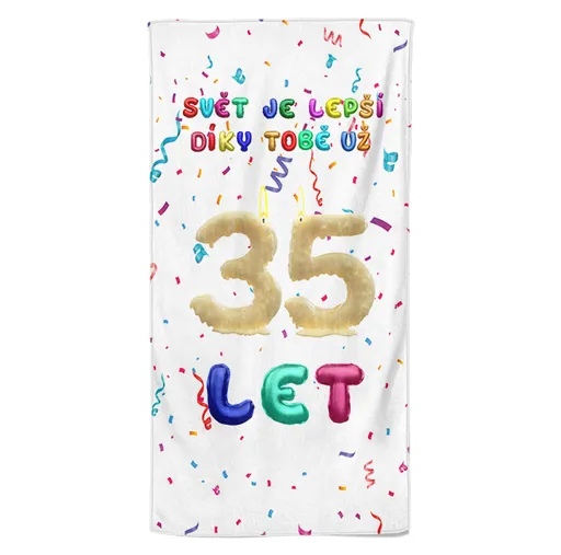 Osuška Svět je lepší díky tobě (věk: 35, Velikost osušky: 100x170cm)