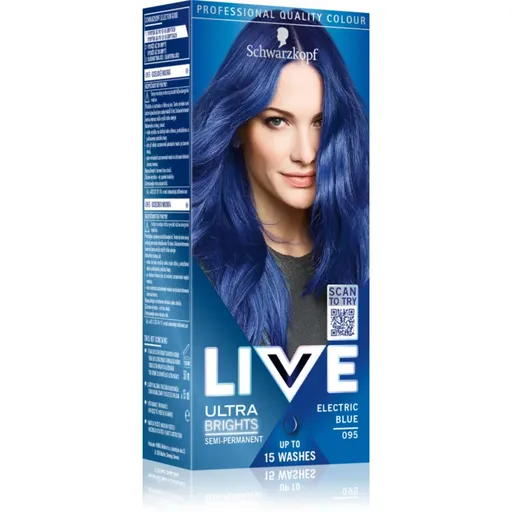 Schwarzkopf LIVE Ultra Brights or Pastel semipermanentní barva na vlasy odstín 095 Electric Blue 1 ks