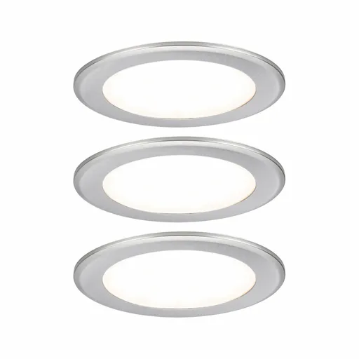 PAULMANN LED vestavná nábytková svítidla 3ks sada kruhové 65mm 3x2,5W 230/12V 3000K kov kartáčovaný