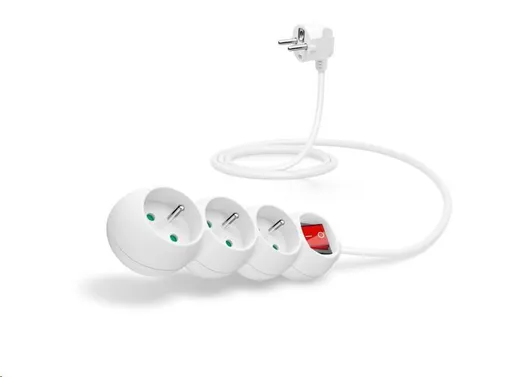 CONNECT IT prodlužovací kabel 230 V, 3 zásuvky, 1, 5 m, s vypínačem (bílý)