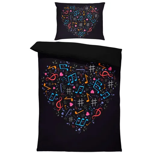 Povlečení Srdce z not (Rozměr : 1x140/220 + 1x90/70)