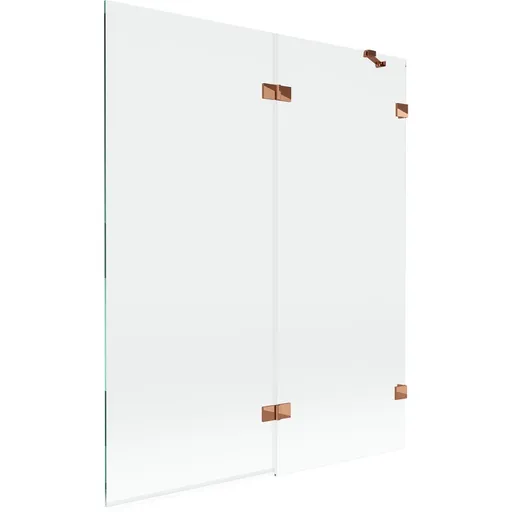 MEXEN/S Lunar vanová zástěna 2-křídlová pravá 140 x 150, transparent, růžové zlato 897-140-100-60-00-P