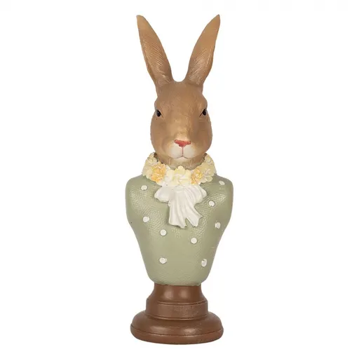 Dekorace busta králičí žena v zeleném obleku Rabbi bust - 6*5*18 cm Clayre & Eef