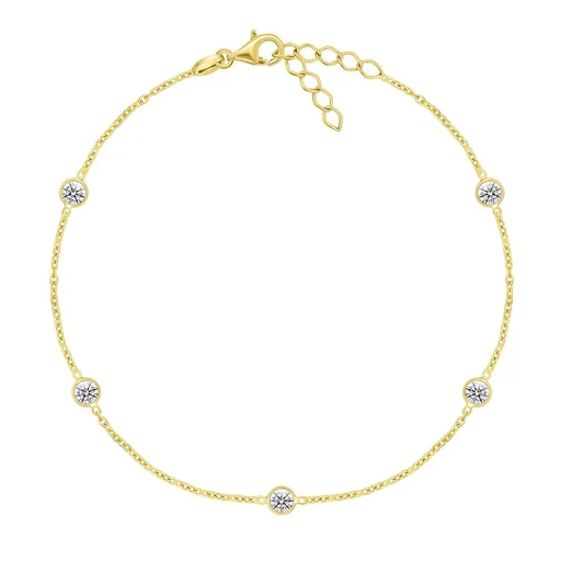 Brilio Silver Něžný pozlacený náramek na nohu se zirkony ANK106Y