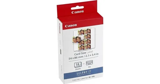 Canon KC-18IL 7740A001AG,  22x17,3mm, 18ks, bílé etikety + inkoustová fólie